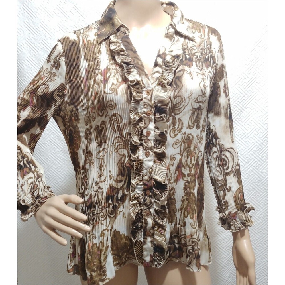 Sioni Blouse for Women Size XL Long sleeves crinkle Top stretch